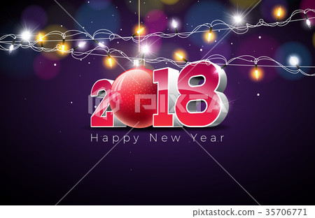 Vector Happy New Year 2018 Illustration on Shiny 35706771