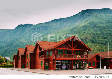 Flam, Norway. Railway Station And Shop In Small 35709253