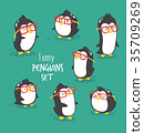 Set of cute penguins. Vector illustration 35709269