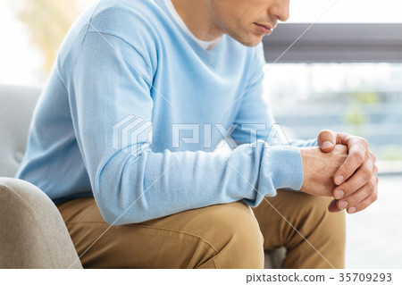 Sad moody man thinking about his life Sad moody man thinking about his life 35709293
