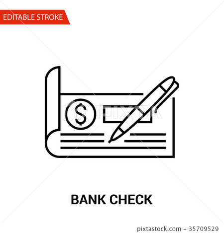Bank Check Icon. Thin Line Vector Illustration - Stock Illustration ...