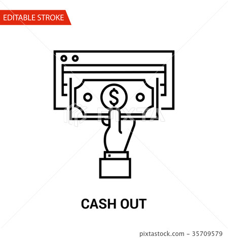 Cash Out Icon. Thin Line Vector Illustration 35709579