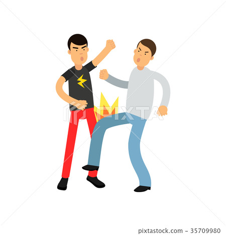 Flat vector illustration of angry man in gray Flat vector illustration of angry man in gray 35709980