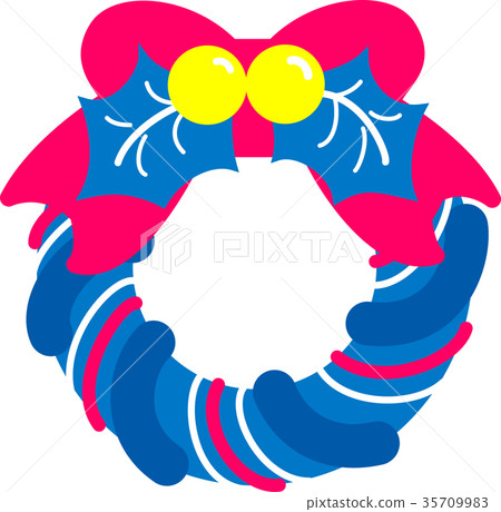 Christmas wreath pink blue ribbon hiiragi 35709983