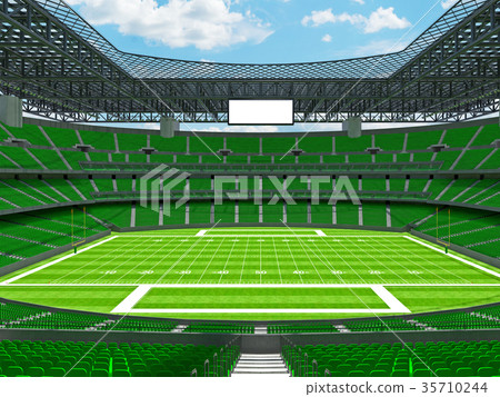 Modern American football Stadium with green seats 35710244