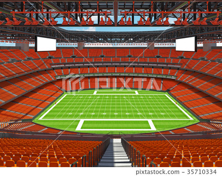 Modern American football Stadium with orange seats 35710334