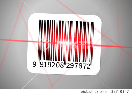 Barcode sticker with red rays of barcode reader - Stock Illustration ...