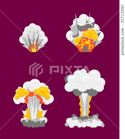 Cartoon Stages Process of Explotion Effect Set 35711092