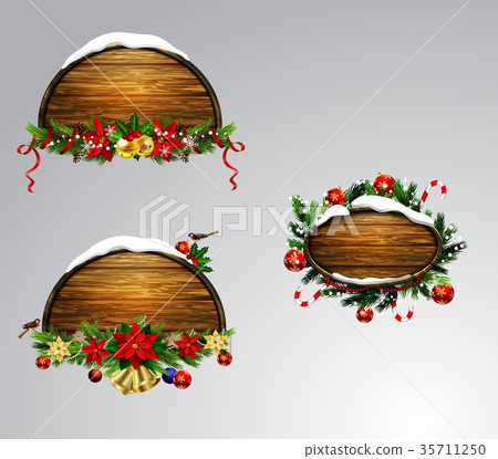 Vector wooden christmas board Vector wooden christmas board 35711250