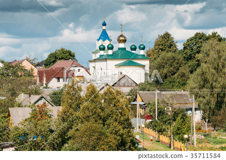 Mir, Belarus. Landscape Of Village Houses And Mir, Belarus. Landscape Of Village Houses And 35711584