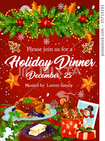 Download Christmas Dinner Invitation For Xmas Party Design Stock Illustration 35714291 Pixta 3D SVG Files Ideas | SVG, Paper Crafts, SVG File