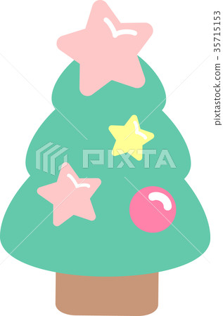 Christmas tree pink green star - Stock Illustration [35715153] - PIXTA
