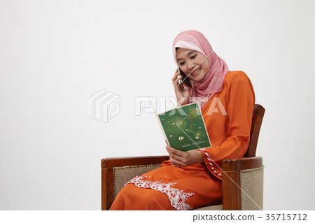 malay girl with tudung on the line 35715712