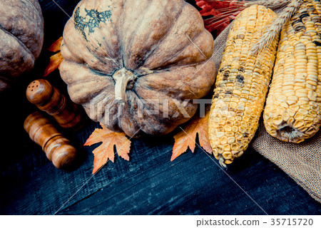 Thanksgiving background, fruit and vegetable 35715720