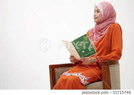 malay girl with tudung with greeting card 35715749