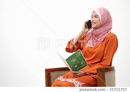 malay girl with tudung on the line 35715757