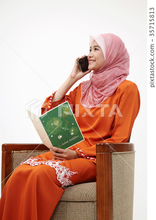 malay girl with tudung on the line 35715813