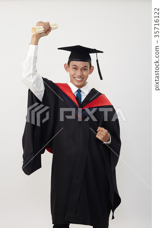 man excitement holding a certificate 35716122