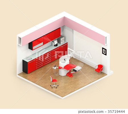 Isometric image of dental clinic treatment room 35719444