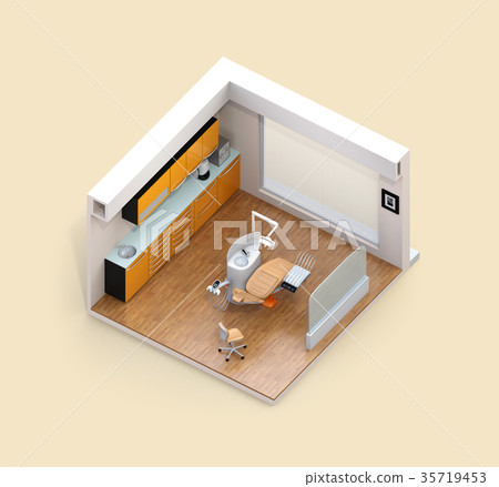 Isometric image of dental clinic treatment room 35719453