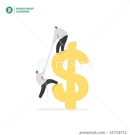 Businessman helping partner up to a dollar vector 35719731