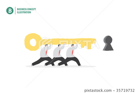 Businessman holding the key to unlock vector - Stock Illustration ...