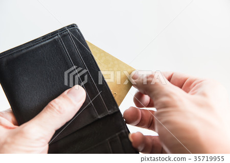 Pull Card from Pocket Pay Money Using Credit Card 35719955