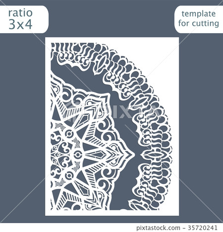Laser cut wedding invitation card template.  35720241