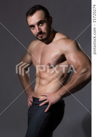 Handsome man with muscular topless body Handsome man with muscular topless body 35720274