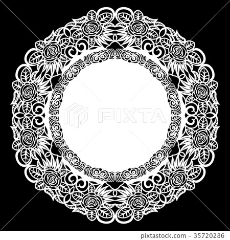 Lace round paper doily, lacy snowflake Lace round paper doily, lacy snowflake 35720286