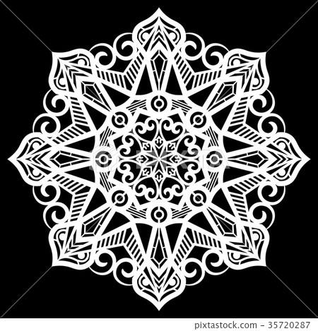 Lace round paper doily, lacy snowflake Lace round paper doily, lacy snowflake 35720287