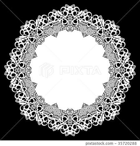 Lace round paper doily, lacy snowflake Lace round paper doily, lacy snowflake 35720288