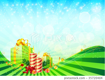 Winter background with snow. Gift boxes.  35720484