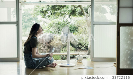 Woman relaxing at home Woman relaxing at home 35722116