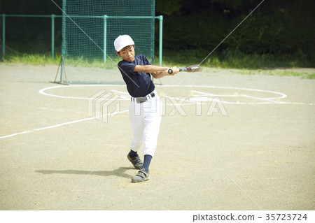 Boy baseball boy practicing batting portrait Boy baseball boy practicing batting portrait 35723724
