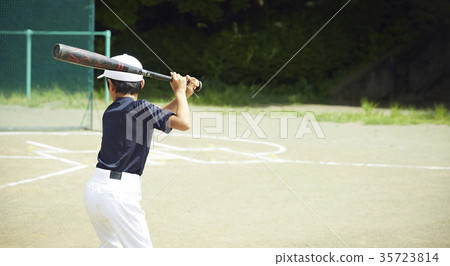 男孩棒球男孩練習擊球 35723814