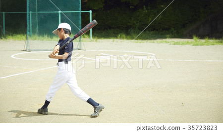 男孩棒球男孩練習擊球 男孩棒球男孩練習擊球 35723823
