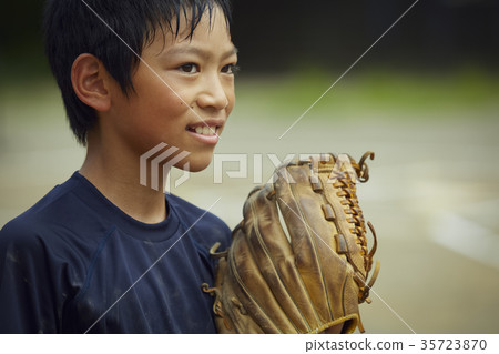 Boy baseball player practicing pitching portrait Boy baseball player practicing pitching portrait 35723870