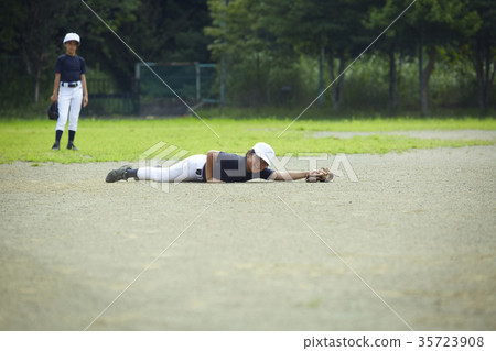 Boy baseball game boy catching ball 35723908