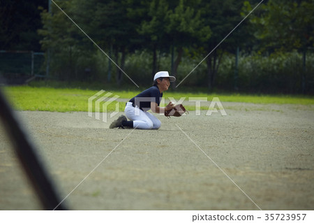 Boy baseball game boy catching ball 35723957