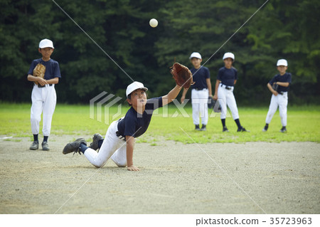 Boy baseball game boy catching ball 35723963