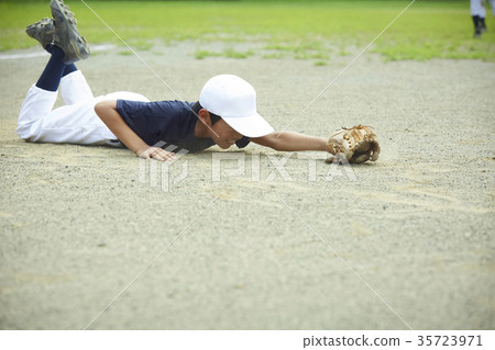 Boy baseball game boy catching ball 35723971