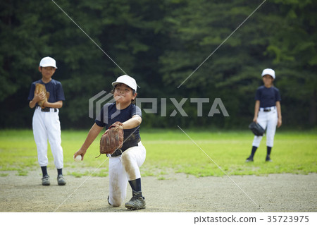 Boy baseball game boy catching ball 35723975
