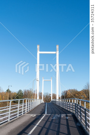 Modern hanging footbridge Modern hanging footbridge 35724311