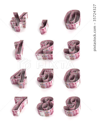 用中國鈔票做的數字 用中國鈔票做的數字 35724327