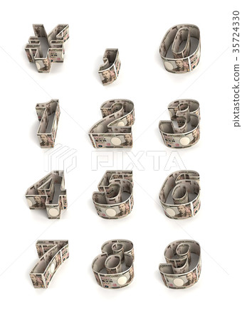 數字由日本鈔票做成 35724330