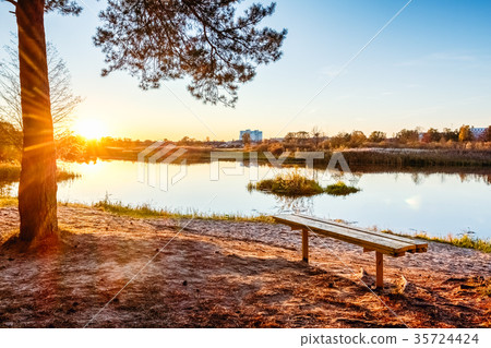 Sunset on the river autumn landscape Sunset on the river autumn landscape 35724424