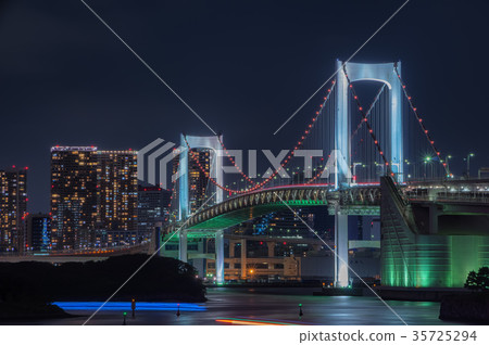 [東京夜景]彩虹橋粉紅絲帶台場 35725294