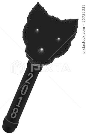 Black paddle shape of dog head silhouette. Leather 35725333