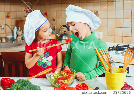 happy family funny kids are preparing the a fresh happy family funny kids are preparing the a fresh 35725696